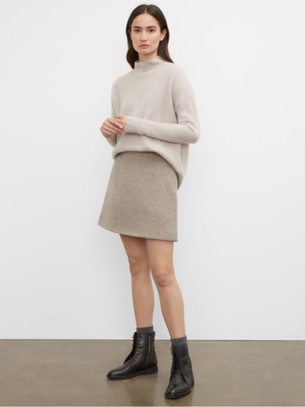 Club Monaco Neutral Wool Mini Skirt